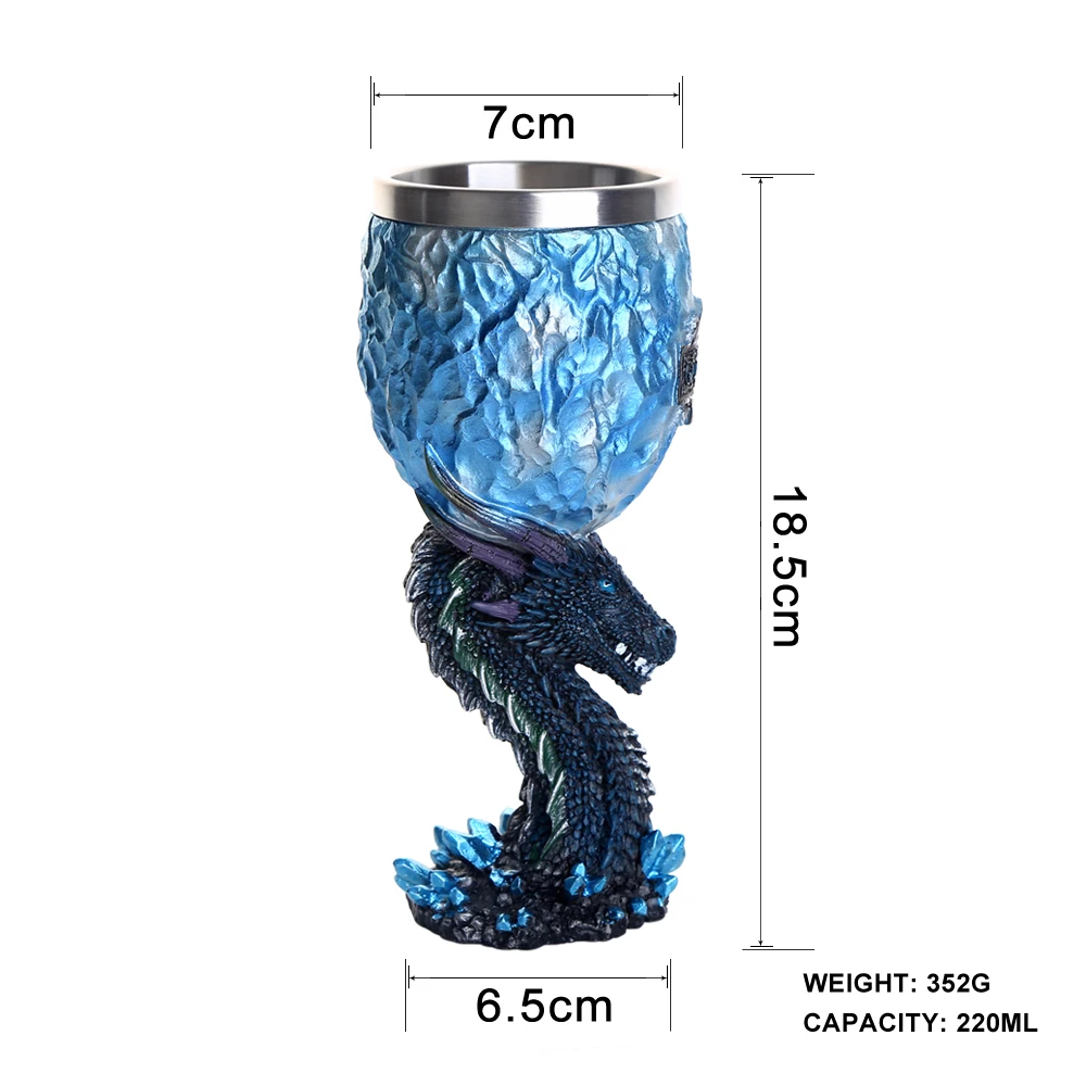 

1Pcs dragon Goblet Wine Glass House Stark Legends of the Swords Viserion White Walker Mugs Christmas Man Gift