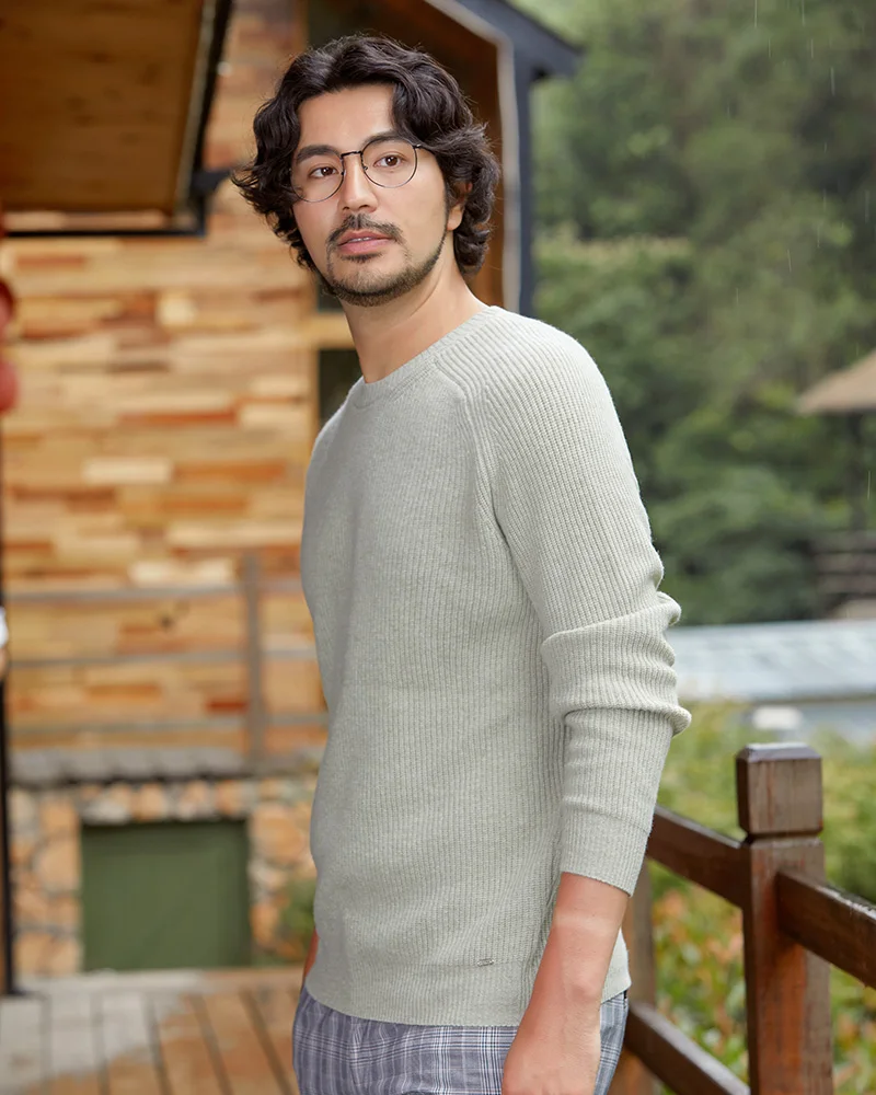 

Zhili Autumn&Winter Men's Pullover Basic Lightweight Merino Wool Sweater