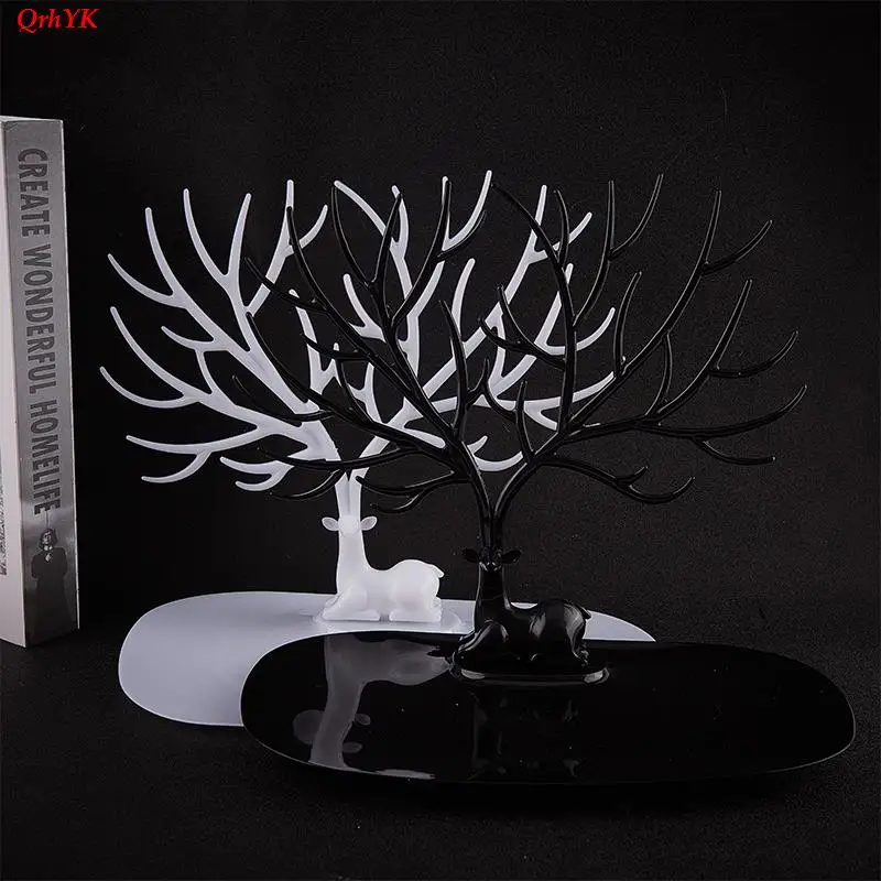 Черные белые розовые красные серьги с оленем ожерелье кольцо искусственные