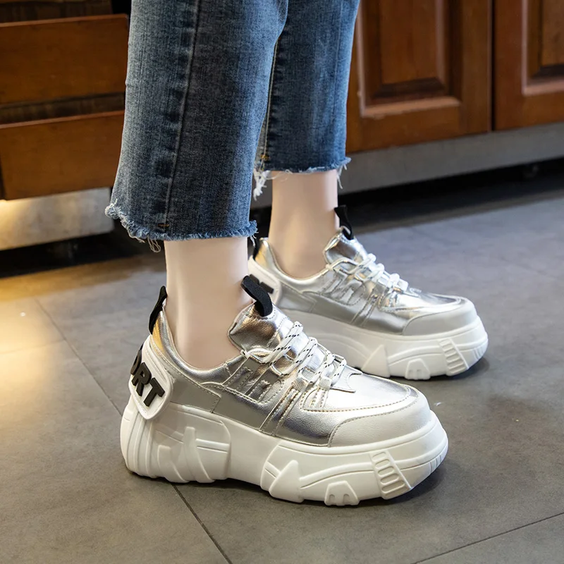 Увеличение роста Ulzzang женская повседневная обувь женские кроссовки на платформе