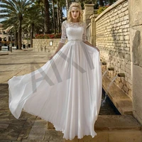 jasmine wedding dress scoop neck half sleeve a line bride vestido appliques beads pure love luxury chiffon robe de mari%c3%a9e