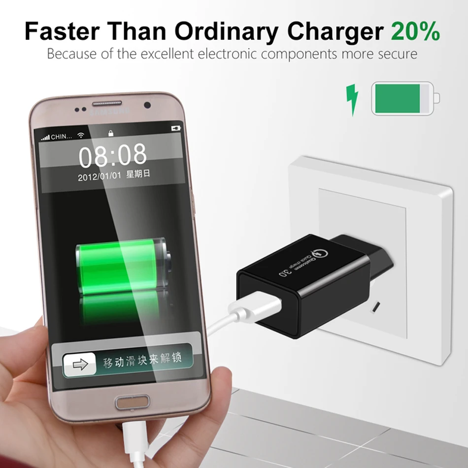 Быстрая зарядка 3 0 USB зарядное устройство QC3.0 быстрое настенное для Samsung S10 S9 Xiaomi