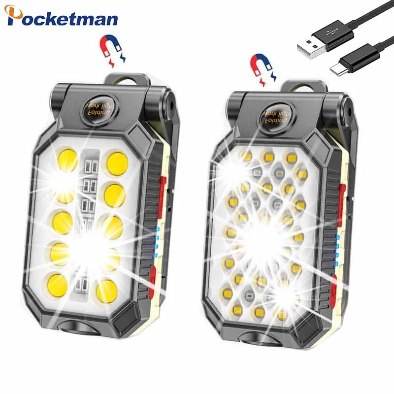 구매 55000LM LED 작업등 COB 검사 램프 USB 충전식 손전등 조정 가능한 캠핑 랜턴 마그네틱 전원 디스플레이