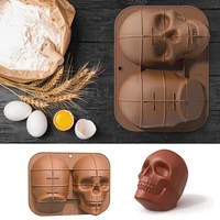 3d skeleton silicone large head skeleton cake mould safe baking mold diy chocolate candy molds party baking decoration tools