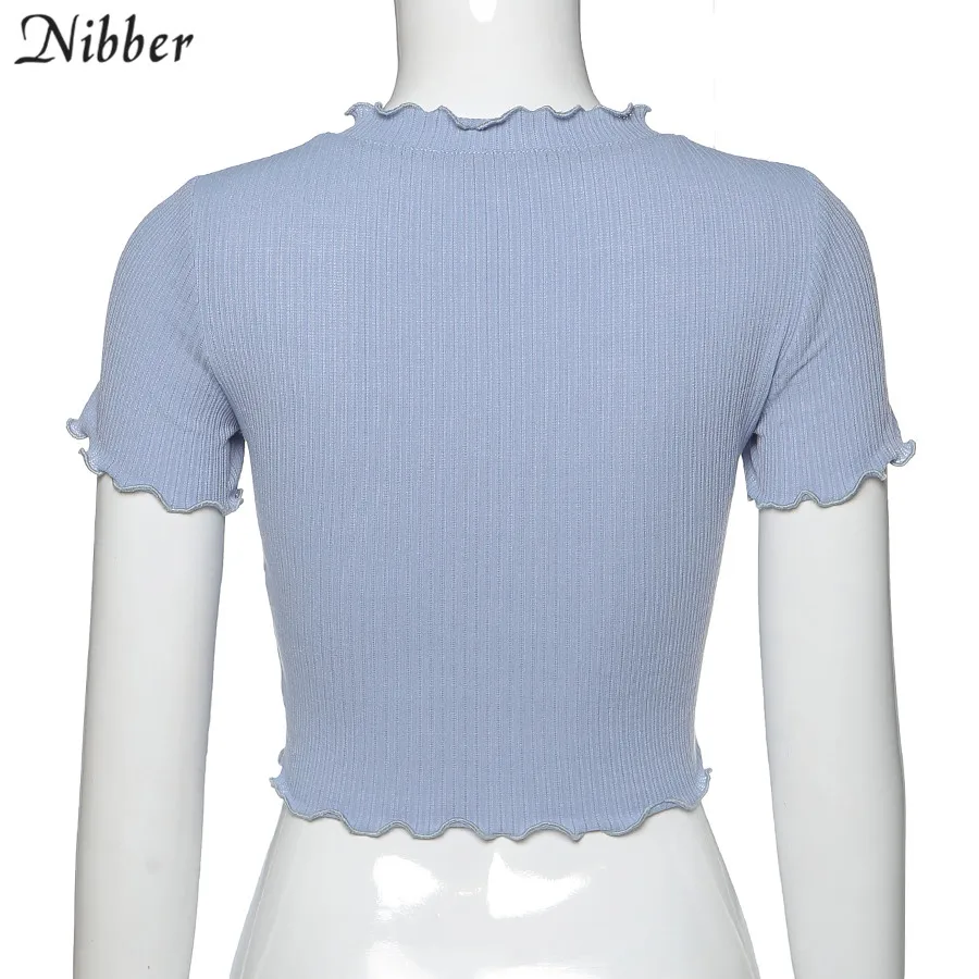 Женский укороченный топ Nibber простой облегающий кружевной с V-образным вырезом в