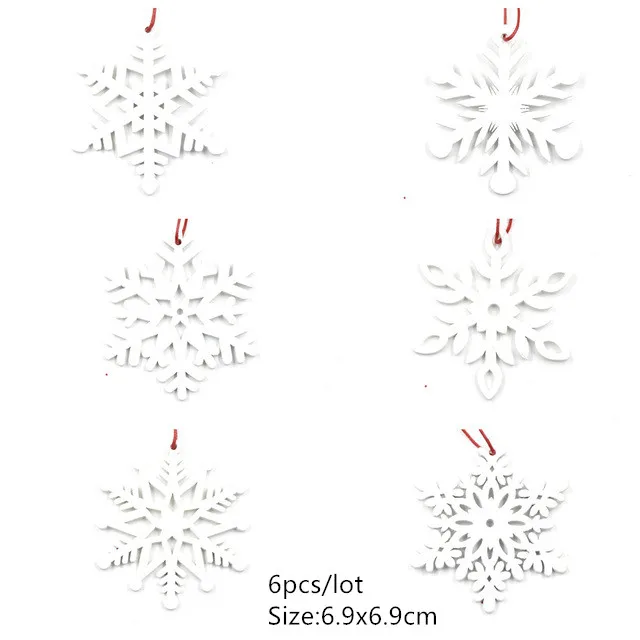 6pcs-39-white snow Рождество Noel Счастливого Рождества деревянные подвесные украшения для рождественской елки украшения для дома Noel Navidad Декор новогодние подарки - Цвет: 6pcs-39-white snow