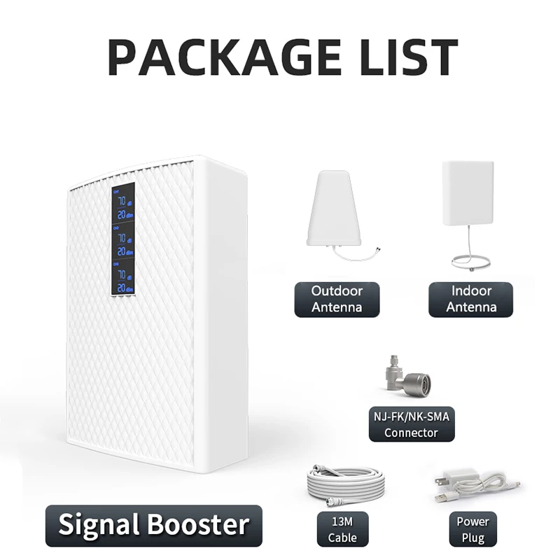 GOBOOST 3-Band Signal Booster 70dB 2G+3G+4G Cellular Amplifier 850 900 1700 1800 1900 2100 MHz Repeater With High Gain Antenna images - 6
