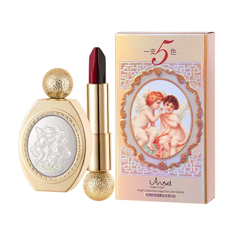 

zq Magic 5-Color Lipstick Matte White No Stain on Cup Three-Color Lipstick Color-Changing Beauty Makeup