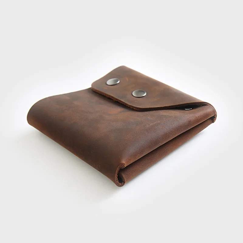 Кожаный мужской кошелек Crazy Horse винтажный бумажник ручной работы Короткие