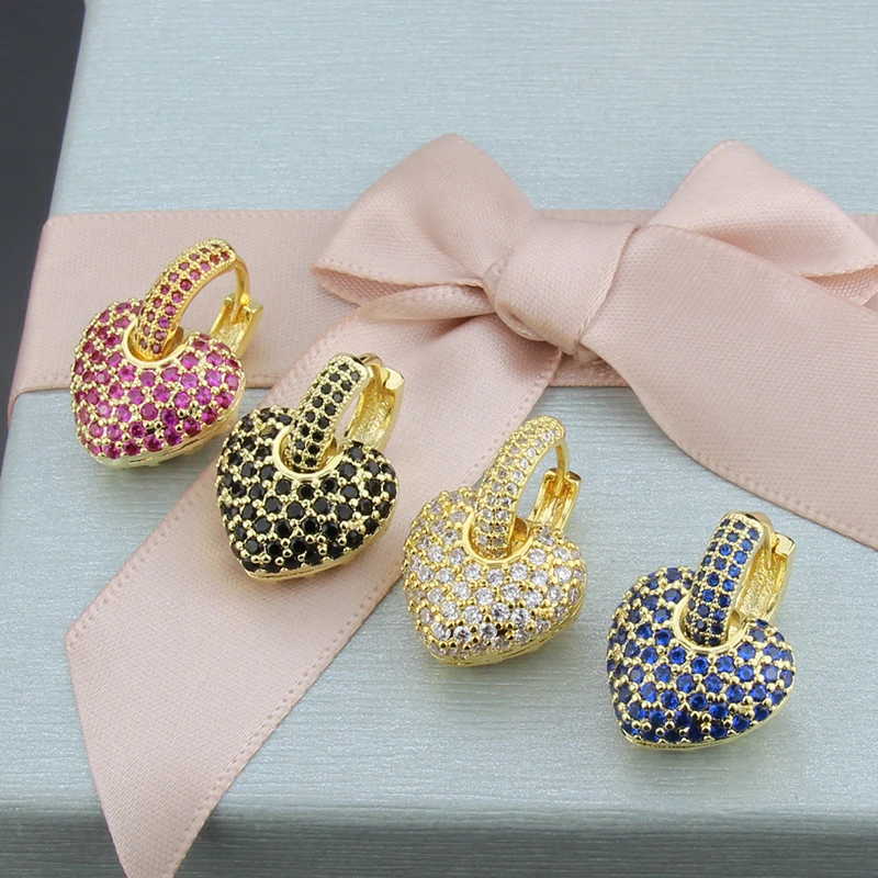 SUNSLL золотые медные разноцветные Серьги капли с кубическим цирконием и сердечком