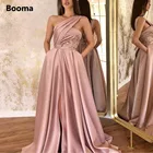 Платье женское длинное атласное на одно плечо, с оборками и разрезом, вечернее платье-трапеция с блестками, без бретелек, с карманами, для выпускного вечера