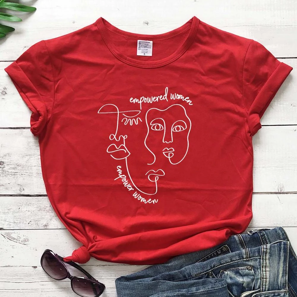 

Empowered Women Empower Women Feminist T-Shirt, Woman Up cotton casual young hipster graphic tees grunge tumblr gift tees-M518
