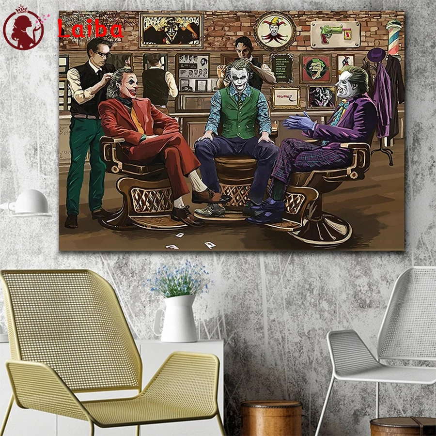 Полноразмерная Алмазная вышивка Джокер игра в покер кино Парикмахерская