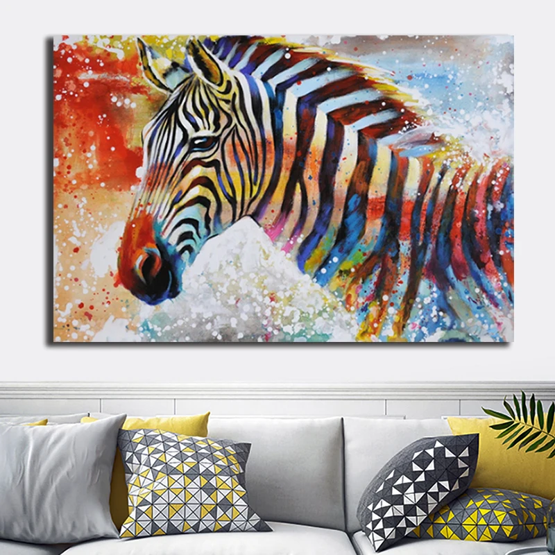 OUCAG одна красочная Зебра животные настенные художественные фотографии
