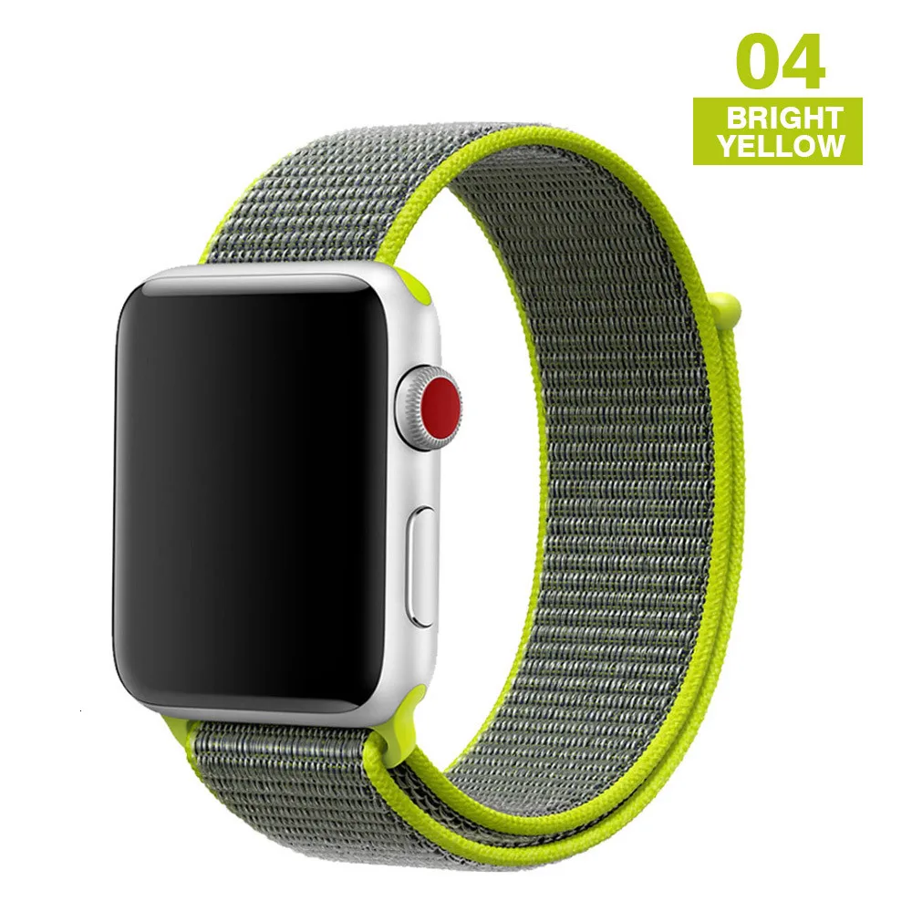 Спортивный ремешок для Apple Watch 42 мм 38 мм ремешок для часов 4 44 мм 40 мм Iwatch Серия 3 2 1 нейлоновый браслет дышащие аксессуары - Цвет ремешка: Bright yellow