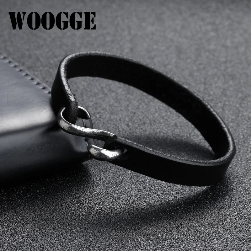 мужской браслет черный / коричневый кожаный крючок браслет|Цепочки и браслеты| |