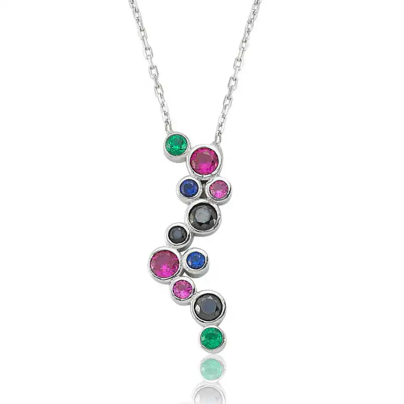 

Real Silver 925 Jewelry Silver Mixed Color Lady 'S Necklace