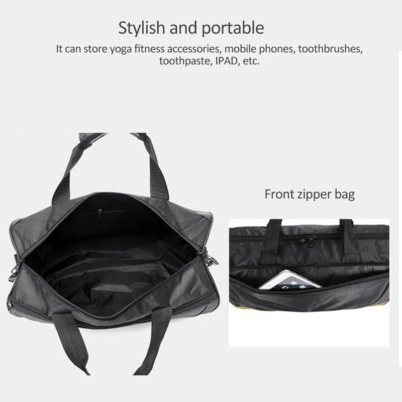 

Outdoor Sports Training Gym Bags Fitness Travel Outdoor Sports Bag Handbags Shoulder Dry Wet Shoes For Women Men-Black+Yellow