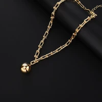 ball pendants necklace hollow alloy u shape chain neck vintage women girls jewelry accessories hip hop rock