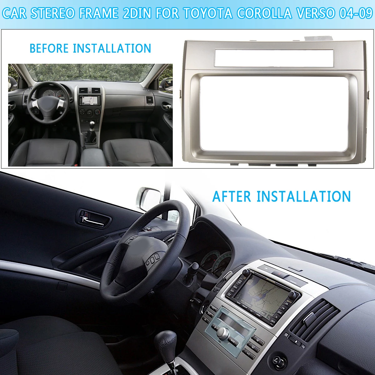 Автомобильный CD/DVD стерео рамка Facia Trim Double DIN Car для TOYOTA Corolla Verso 2004 2005 2006 2007 2008 2009 Adapter
