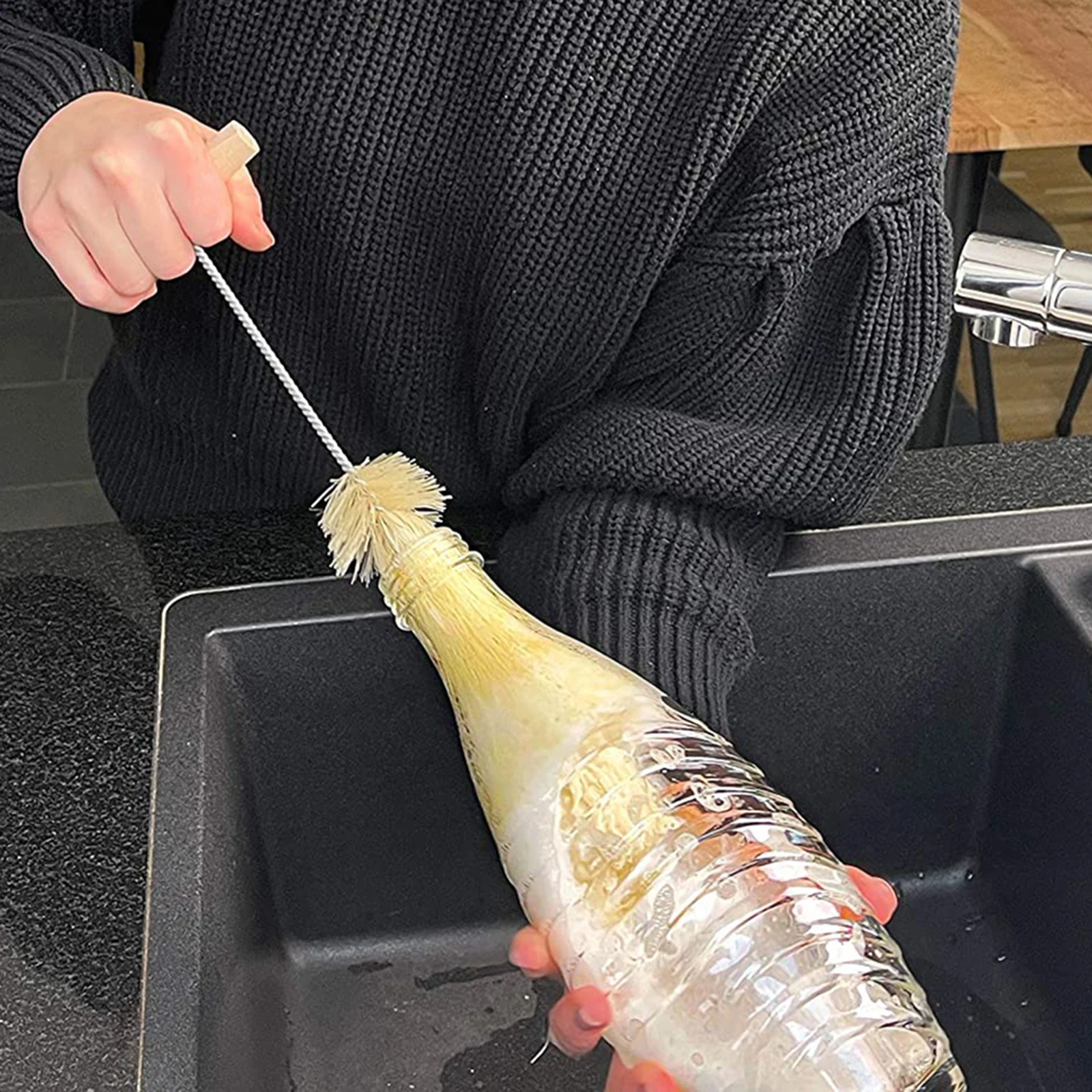

Bottle Cleaning Bristle Brush with Wooden Handle for Bottles