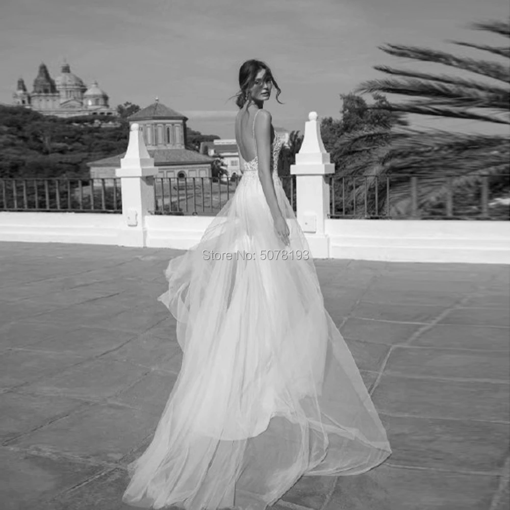 192 Модное Длинное Свадебное платье с v-образным вырезом и аппликацией в виде