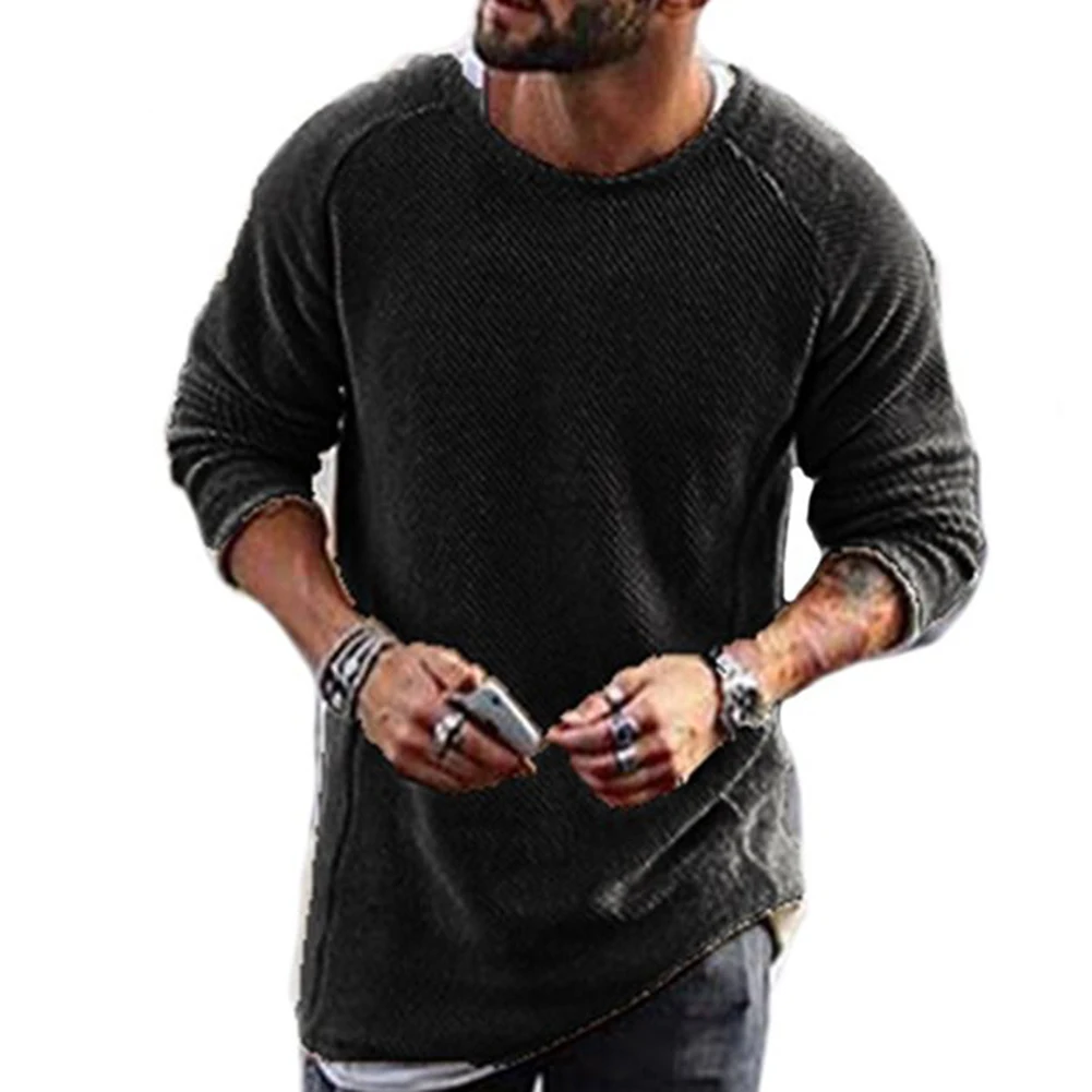 

New Autumn New Casual Solid O Neck Thick Sweater Men Pullover Sweaters Casual Male Knitted Korean Style Clothes Plus Size