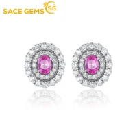 sace gems 925 sterling silver stud earrings for women natural pink topaz blue gemstone wedding brand fine jewelry with