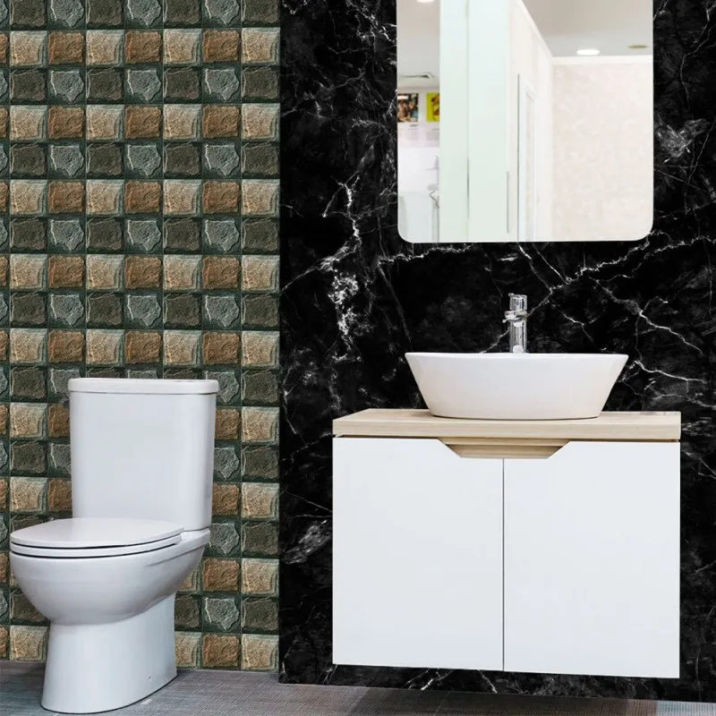 

Imitation Marble Mosaic Tile Wall Stickers Surface Covering Kitchen Bathroom Restaurant Decoration Wall Stickers