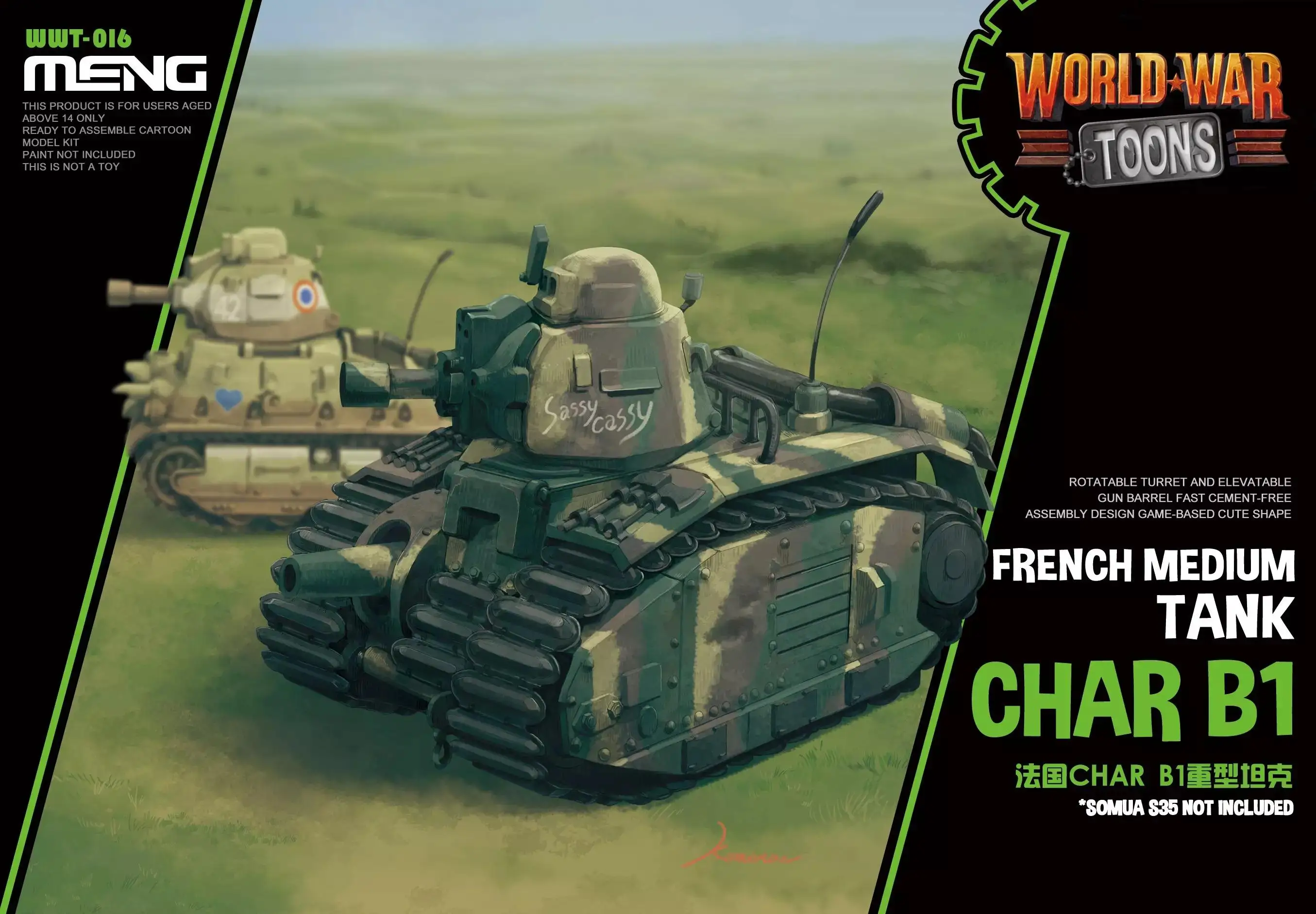 Meng&ampStudio Roqovan Model WWT-016 CHAR B1 FRENCH MEDIUM TANK WORLD WAR TOONS | Trank&ampMilitary Chariot