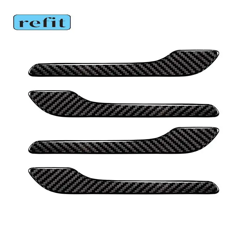 

Carbon fiber car door handle decorative cover handle scratch cover modification Accessories For Tesla model3