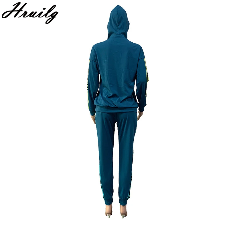 

Two Piece Set Women Drawstring Streetwear Pocket Solid Loose Casual Straight Sleeve Strappy Digital Pattern Hooded Collar Women