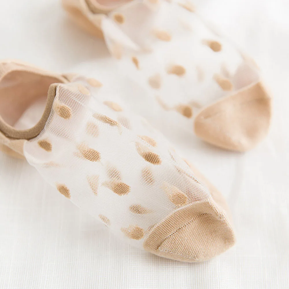 Женские шелковые короткие носки с сеточкой прозрачные вязаные до щиколотки