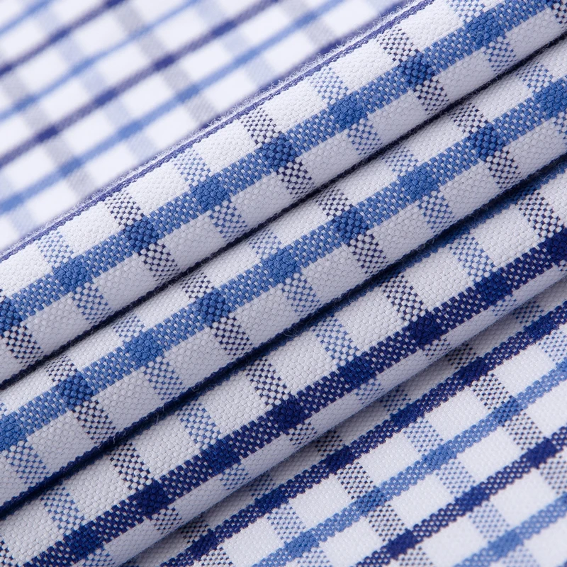 

Men's Casual Long Sleeve Oxford Cotton Plaid Striped Shirts Single Patch Pocket Standard-fit Button-down Thick Men's Clothing