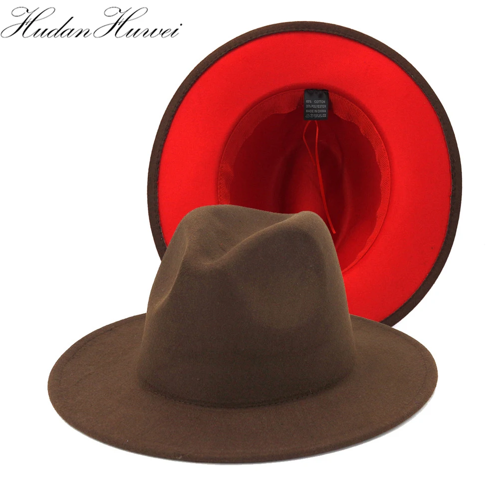 

New Fashion Patchwork Woollen Jazz Fedora Church Hats Women Elegant with Wide Brim Cotton Polyester Caps