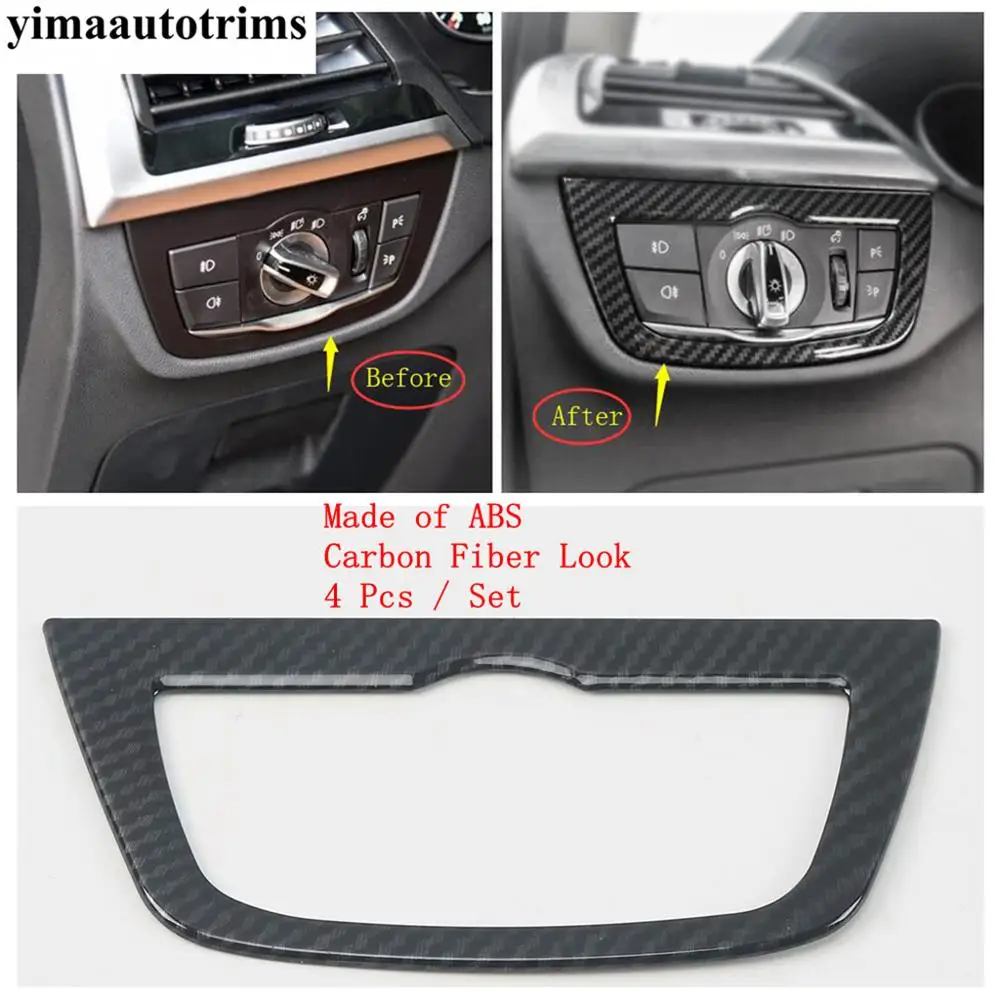 

Matte / Carbon Fiber Interior Kit For BMW X3 G01 2018 2019 2020 2021 Head Lights Lamps Switch Button Panel ABS Refit Cover Trim