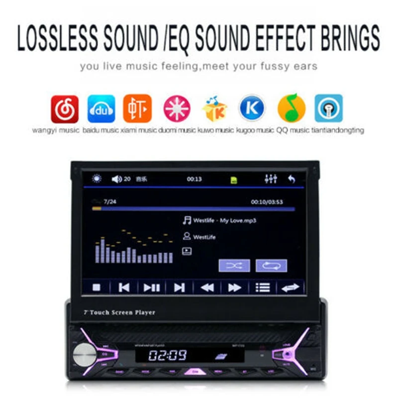 

7Inch Bluetooth Car MP5 Player HD 1080P Contact Sn Hands Free MP3/FM/USB 1 Din