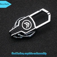 car styling fashion leather keychain zinc alloy badge pendant car key ring for citroen c1 c2 c3 c4 c5 c6 c8 c4l ds3 4 5 ds5ls