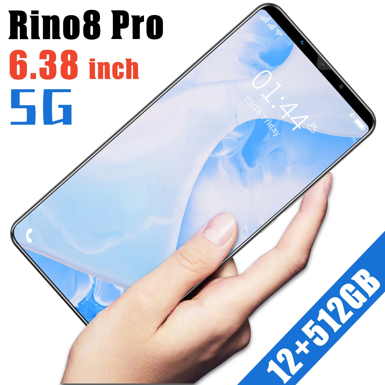 

New Global Rino8 Pro 6.38 Inch HD+ 12GB+512GB MT6889 10Core 1080*2320 Smartphone 5G 24MP+48MP 5000MAH Dual SIM Card Android10.0