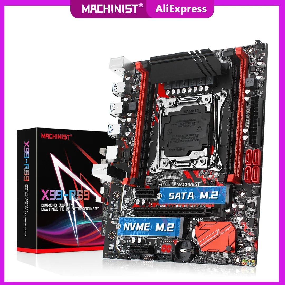 machinist x99 kit motherboard lga 2011 3 set with xeon e5 2670 v3 processor ddr4 ecc 32gb48gb four channel ram memory x99 rs9 free global shipping