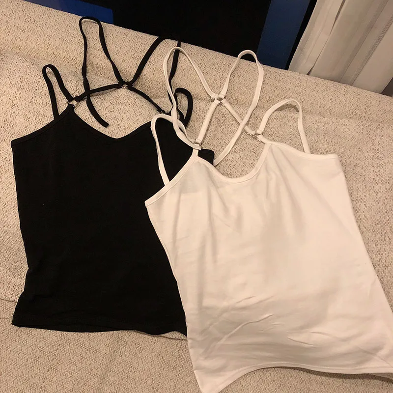 

Летний укороченный Топ для женщин, однотонный топ на бретельках, топ на бретельках, сексуальный женский топ на бретельках HH50BX