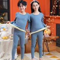 girls winter thermal underwear sets patch warm boys long johns double sided sanding kids clothes childrens homewear nightgown