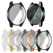 Silicone Case For Huawei Watch GT GT2 46mm Screen Protector Plating Soft cover Case For huawei GT 2 band SmartWatch fundas couqe