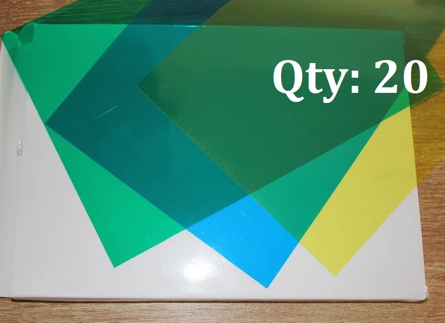 20 Sheets Size A4 Coloured Clear Transparent Plastic Binding Cover 200micron Color Acetate Sheets