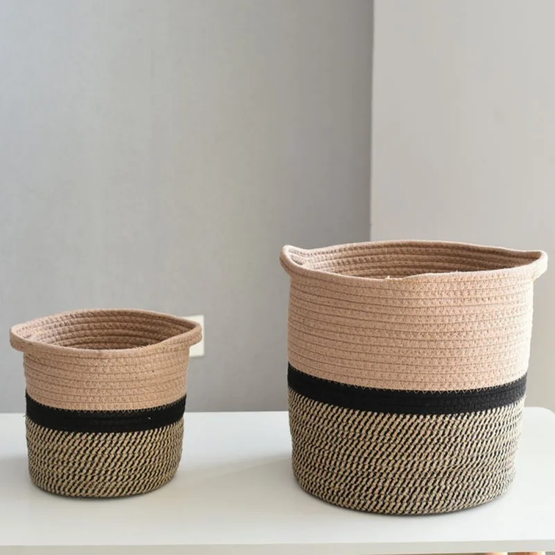 

Cotton Rope Woven Flower Pot Flower Basket Circular Storage Basket Home Decoration Laundry Basket Laundry Basket Storage Box