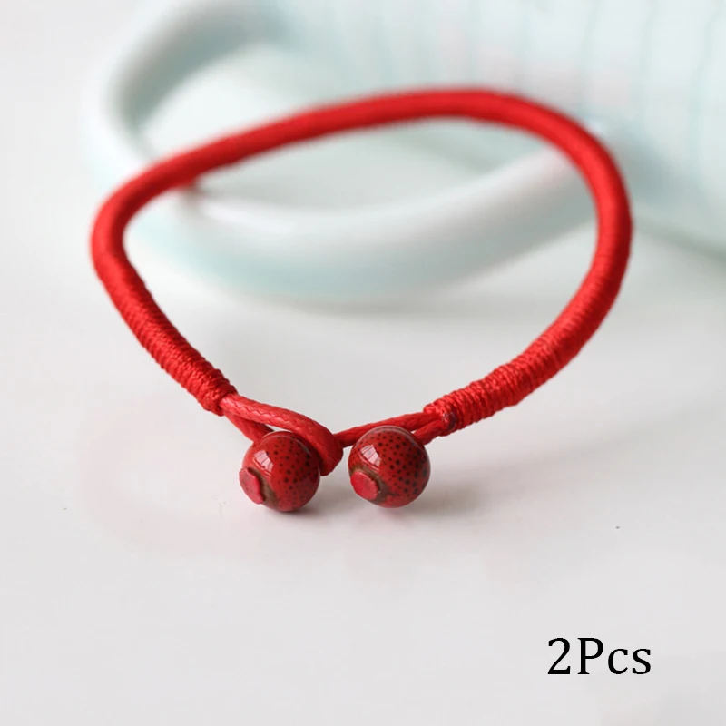 

2Pcs Lucky Bracelets Ceramic Beads Bracelets & Bangles For Women Children Red String Adjustable Handmade Bracelet Jewelry