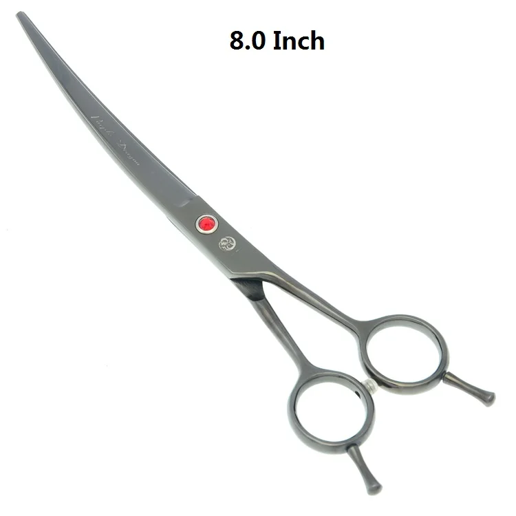 8," ножницы для ухода за домашними животными для собак JP440C фиолетовый Драган профессиональные ножницы для стрижки 7,5" филировочные ножницы изогнутый клипер LZS0418 - Цвет: Black Curved
