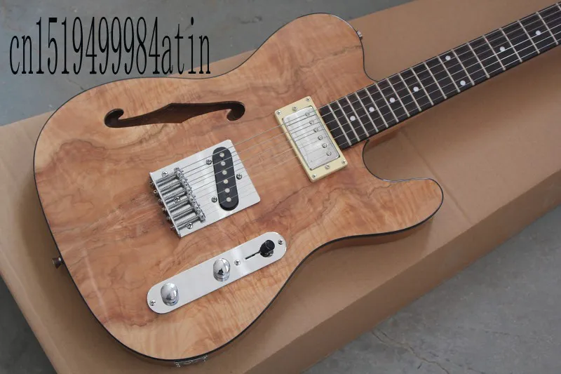 

Free Shipping New Arrival Nature Wood F Semi Hollow Guitar F Hole Jazz Custom Shop Electric Guitar 6 String @15