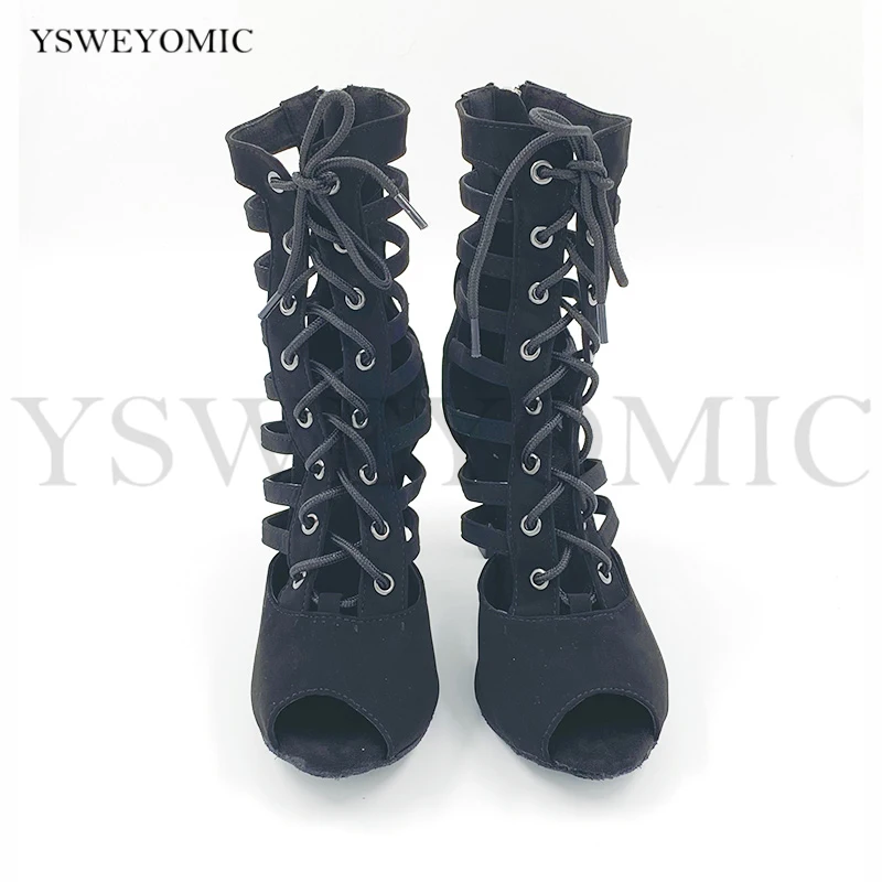 New Style Women Salsa Latin Dance Party Shoes Suede Outsole High Heel Nubuck Practise Bachata Tango Latin Salsa Dance Boots