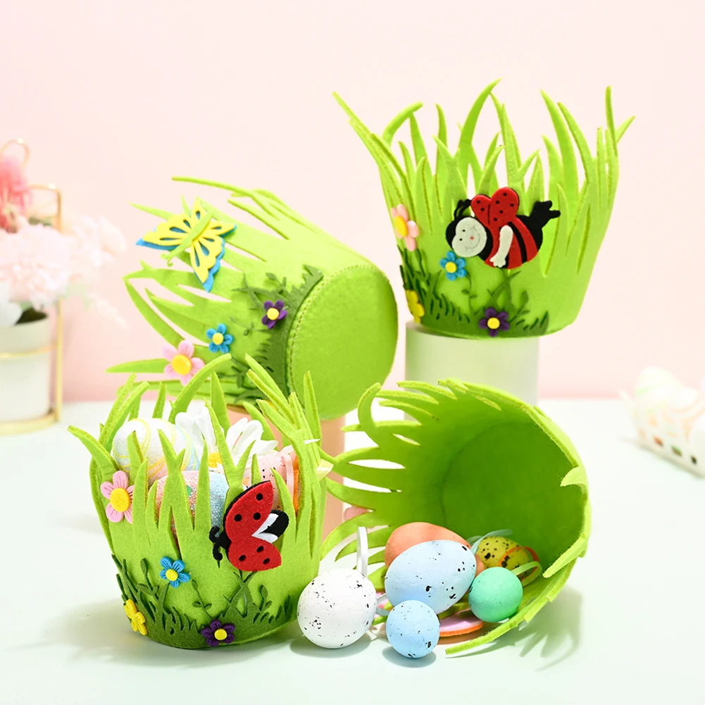 

Счастливая Пасха Круглая Корзина круглая портативная Нетканая ткань ведро для хранения фестиваль подарок украшения для домашней вечеринк...